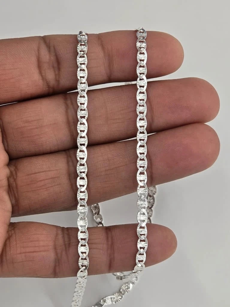925 Sterling Silver 4mm Valentino Chain Necklace 18'' Through 24'' Inch - Italy