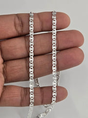 925 Sterling Silver 4mm Valentino Chain Necklace 18'' Through 24'' Inch - Italy