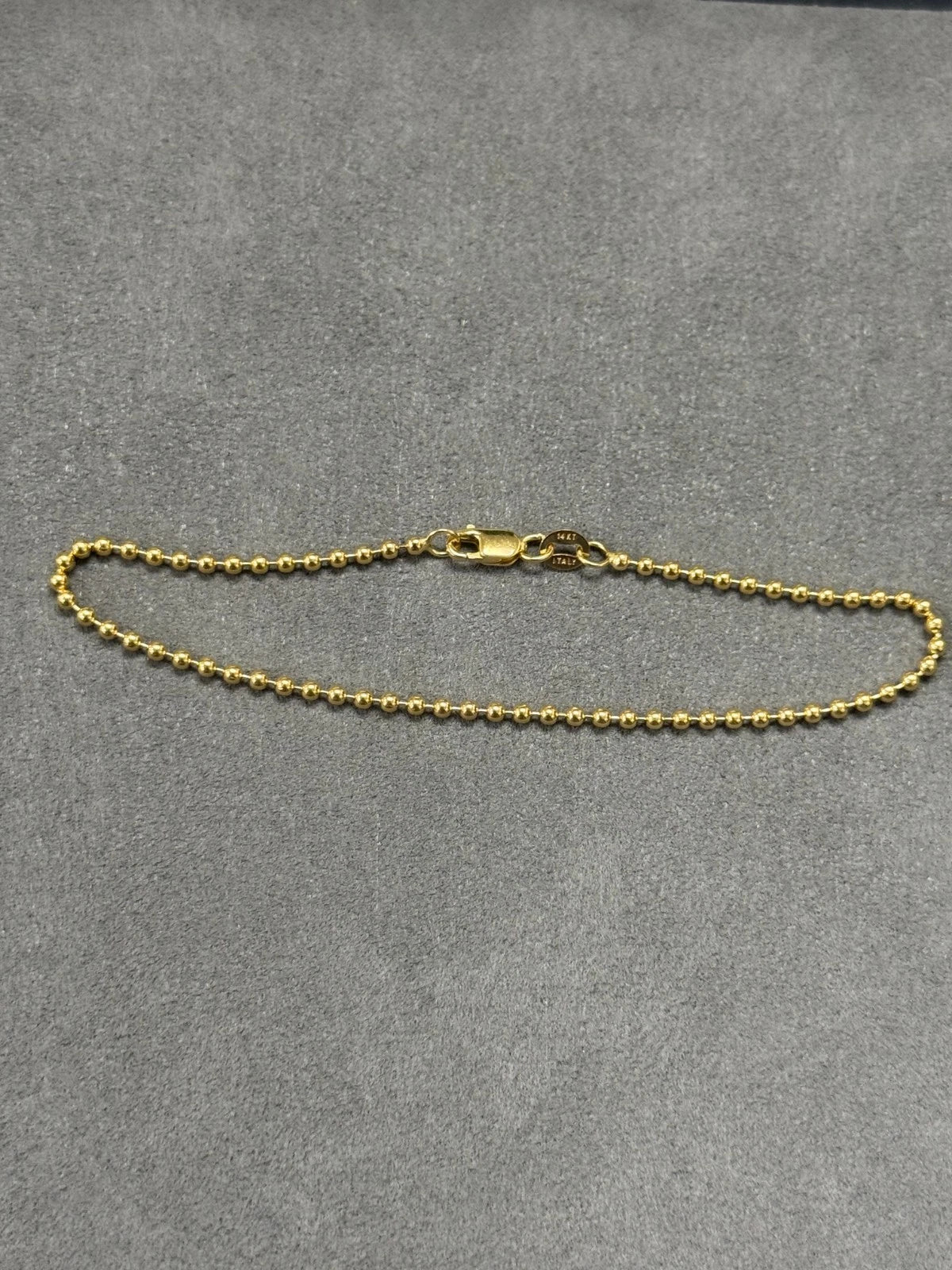 Solid 14K Yellow Gold Ball Bead Chain Bracelet