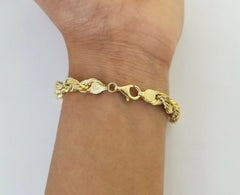 Solid 10K Yellow Gold Rope Bracelet 