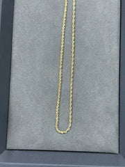 Solid 14K Yellow Gold Diamond-Cut Rope Chain Necklace
