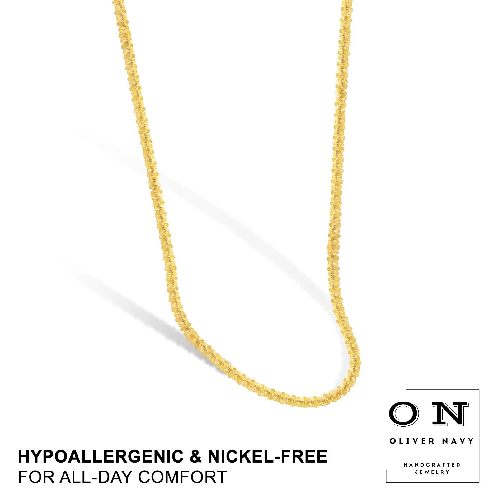 14k Gold Plated Over 925 Sterling Silver 2.50mm Twisted Rock Sparkle Chain Italy
