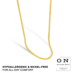 14k Gold Plated Over 925 Sterling Silver 2.50mm Twisted Rock Sparkle Chain Italy