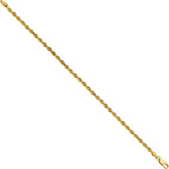 Men's Women's Real 14k Gold Plated Solid 925 Sterling Silver Rope Bracelet 2.7mm