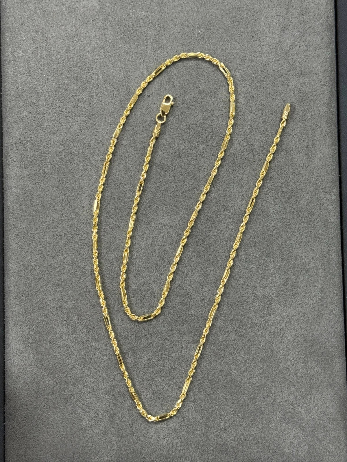 Solid 14K Yellow Gold Figarope Chain Necklace