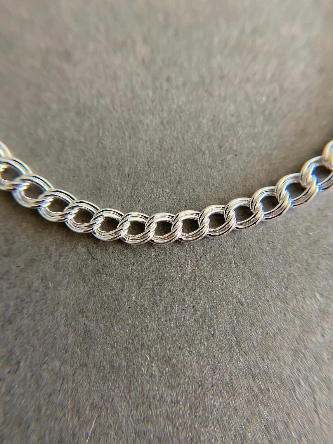 925 Sterling Silver Double Link Charm Bracelet or Anklet