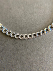 925 Sterling Silver Double Link Charm Bracelet or Anklet