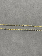 Solid 14K Yellow Gold Diamond-Cut Rope Chain Necklace