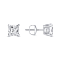 Real MOISSANITE Square Princess Stud Earrings Unisex 925 Silver Passes Tester