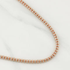 4mm 14k Rose Gold Diamond-Cut Ice Link Chain Sterling Silver 925 Italy