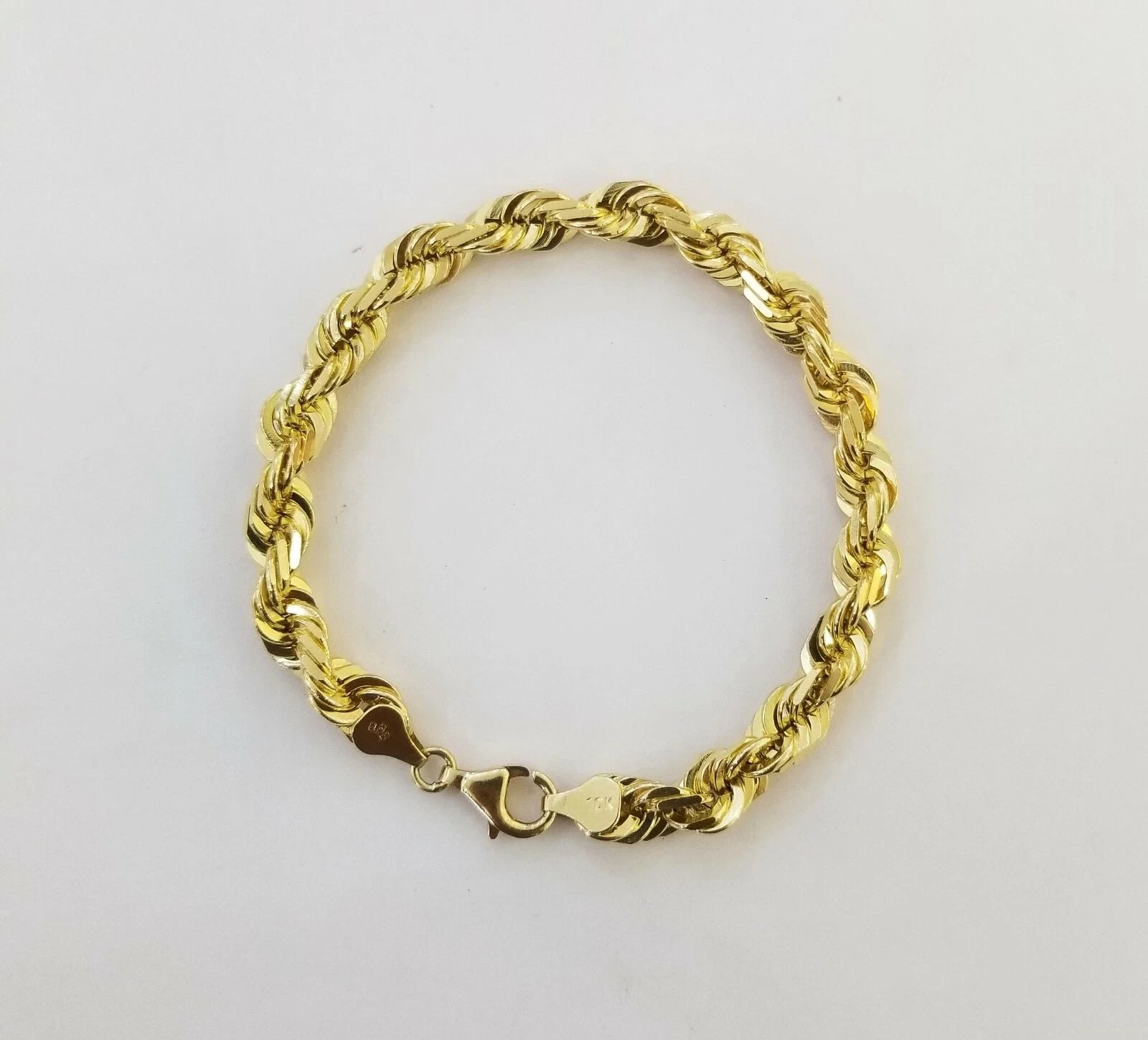 Solid 10K Yellow Gold Rope Bracelet 