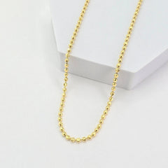 14K Yellow Gold 2.40mm Moon Cut Bead Chain Necklace UNISEX Chain REAL GOLD 20''