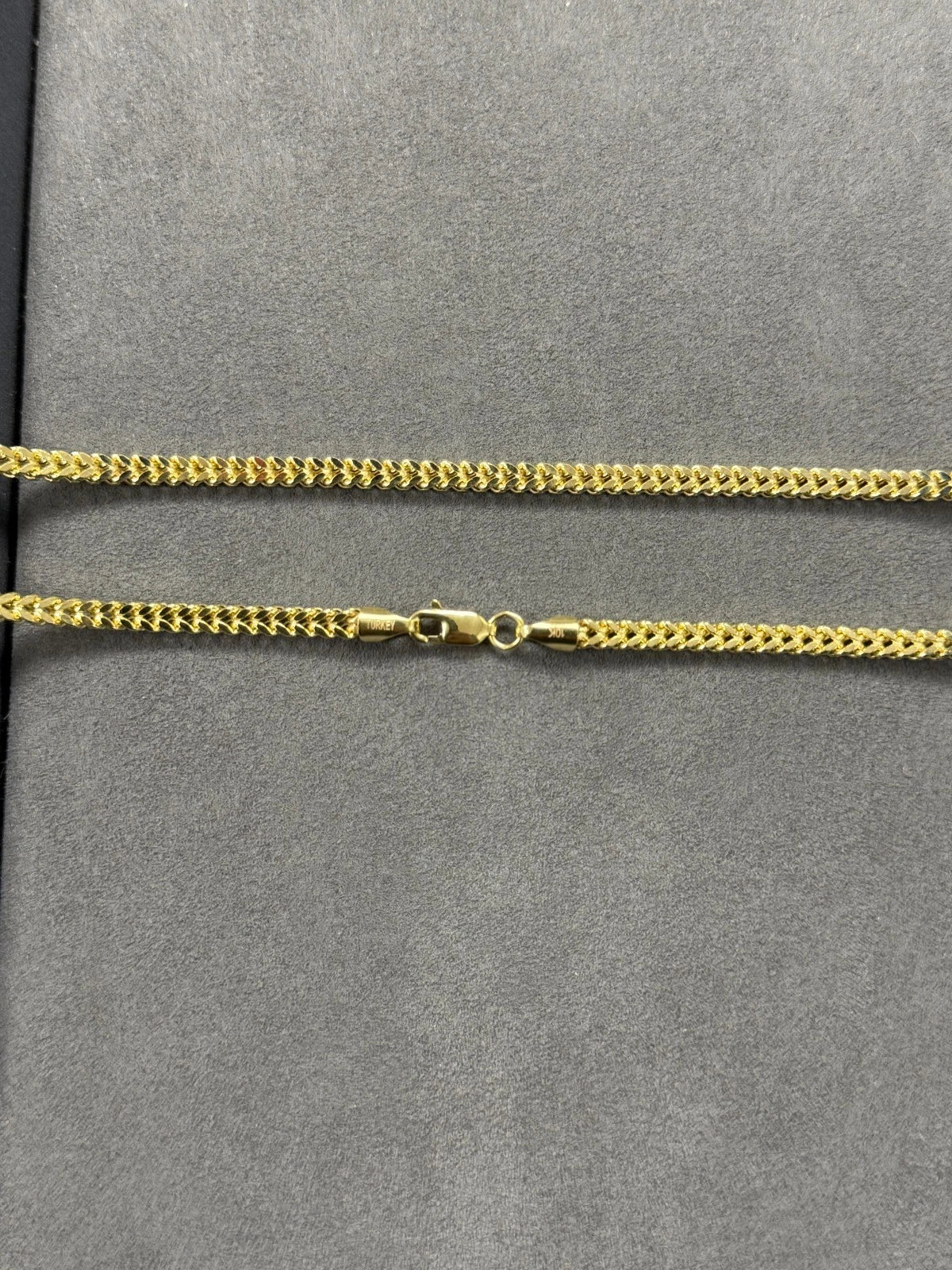10K Yellow Gold Square Franco Wheat Chain Necklace