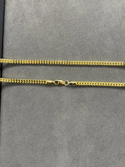 10K Yellow Gold Square Franco Wheat Chain Necklace