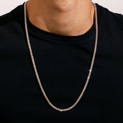 4mm 14k Rose Gold Diamond-Cut Ice Link Chain Sterling Silver 925 Italy