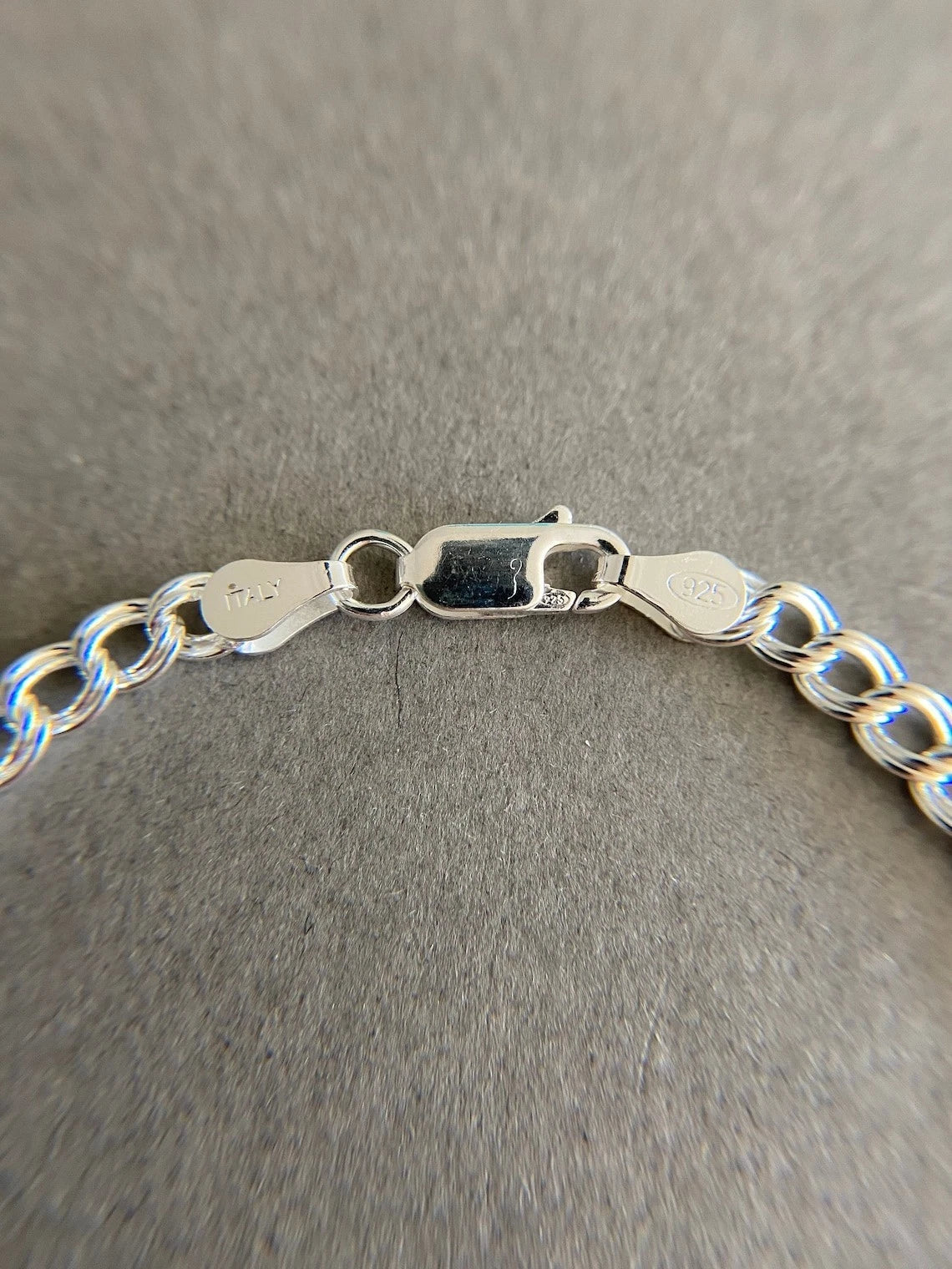 925 Sterling Silver Double Link Charm Bracelet or Anklet