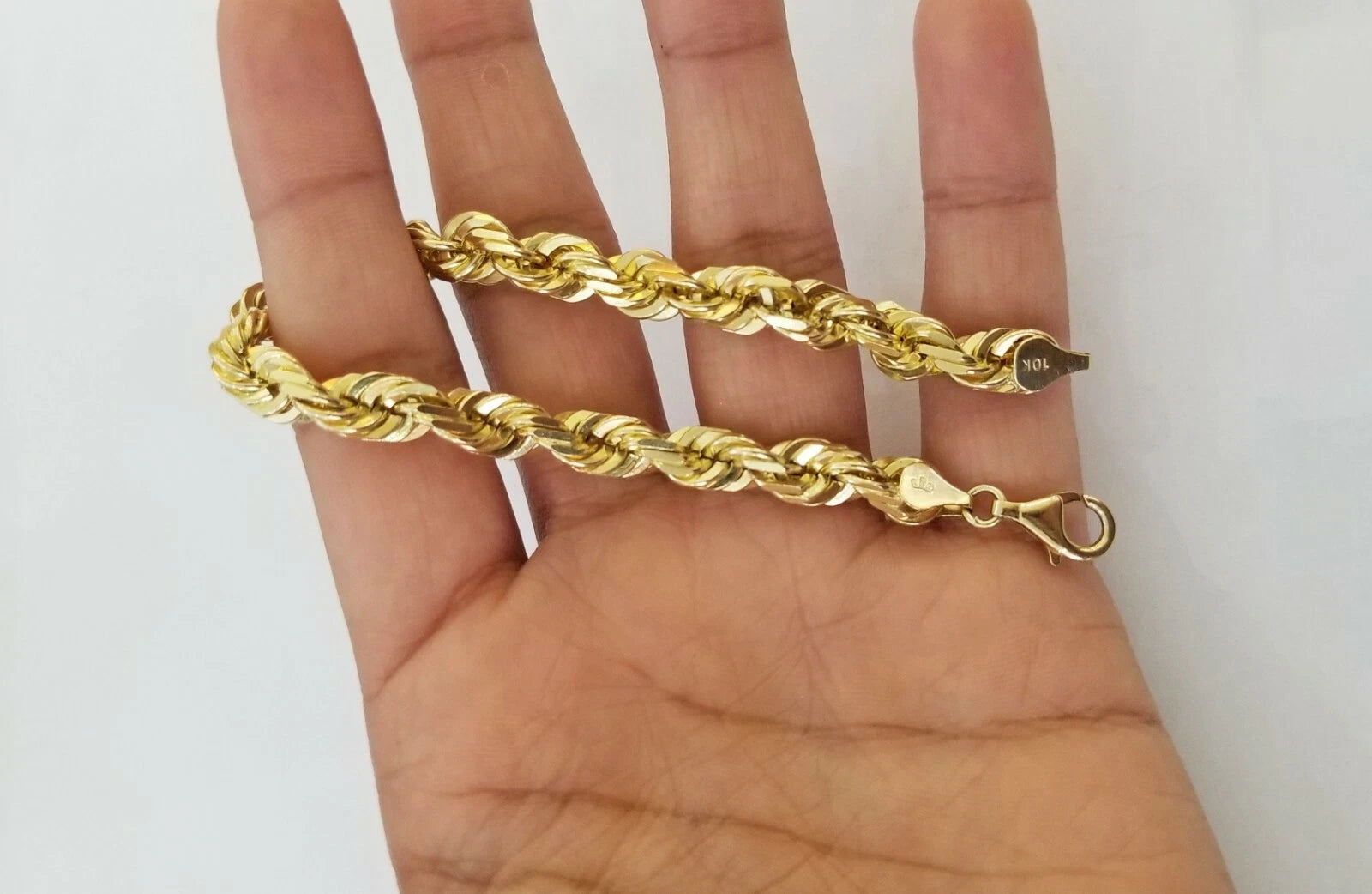 Solid 10K Yellow Gold Rope Bracelet 