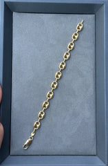 14k Yellow Gold Puffed Mariner 9mm Link Bracelet 8'' Inch - Made In Italy