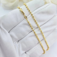 14K Yellow Gold 2.40mm Moon Cut Bead Chain Necklace UNISEX Chain REAL GOLD 20''