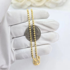 14K Yellow Gold 2.40mm Moon Cut Bead Chain Necklace UNISEX Chain REAL GOLD 20''