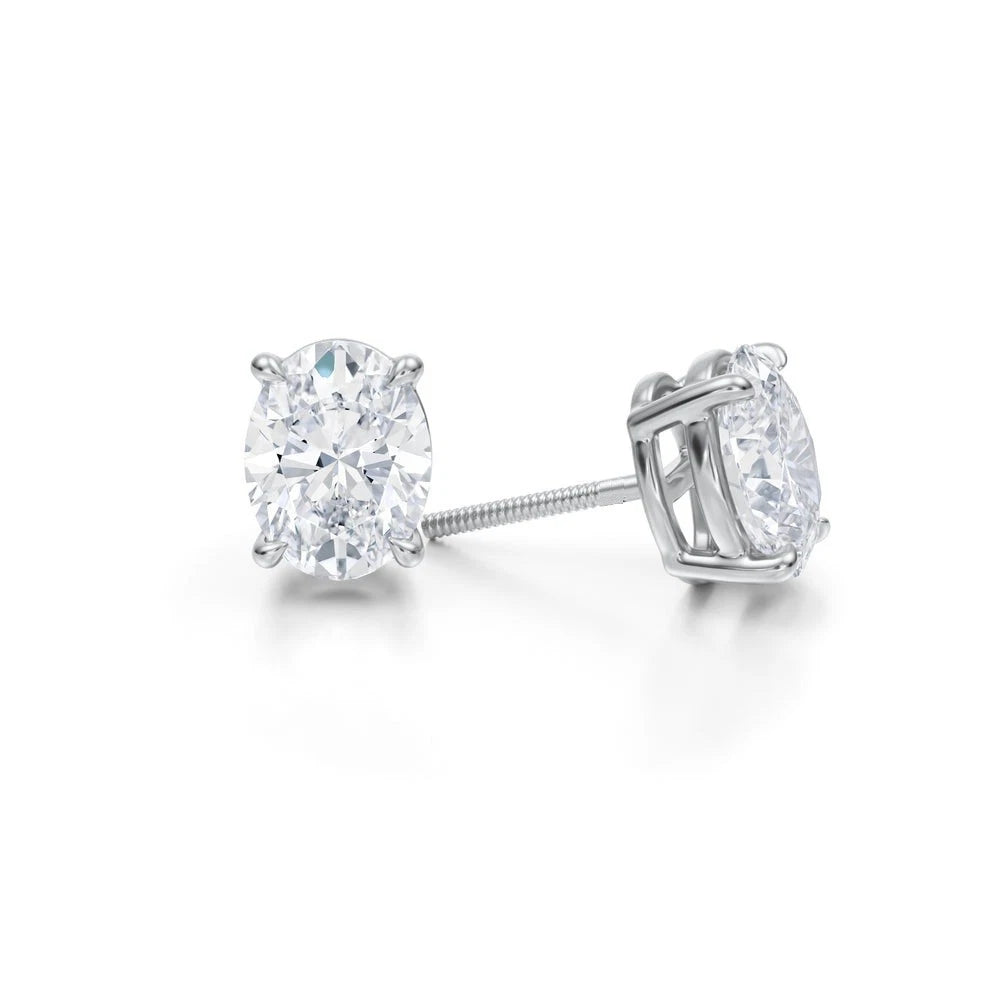2.00-4.00 Ctw 14k Gold Lab Grown Diamonds Oval Diamond Studs D/E VVS-VS