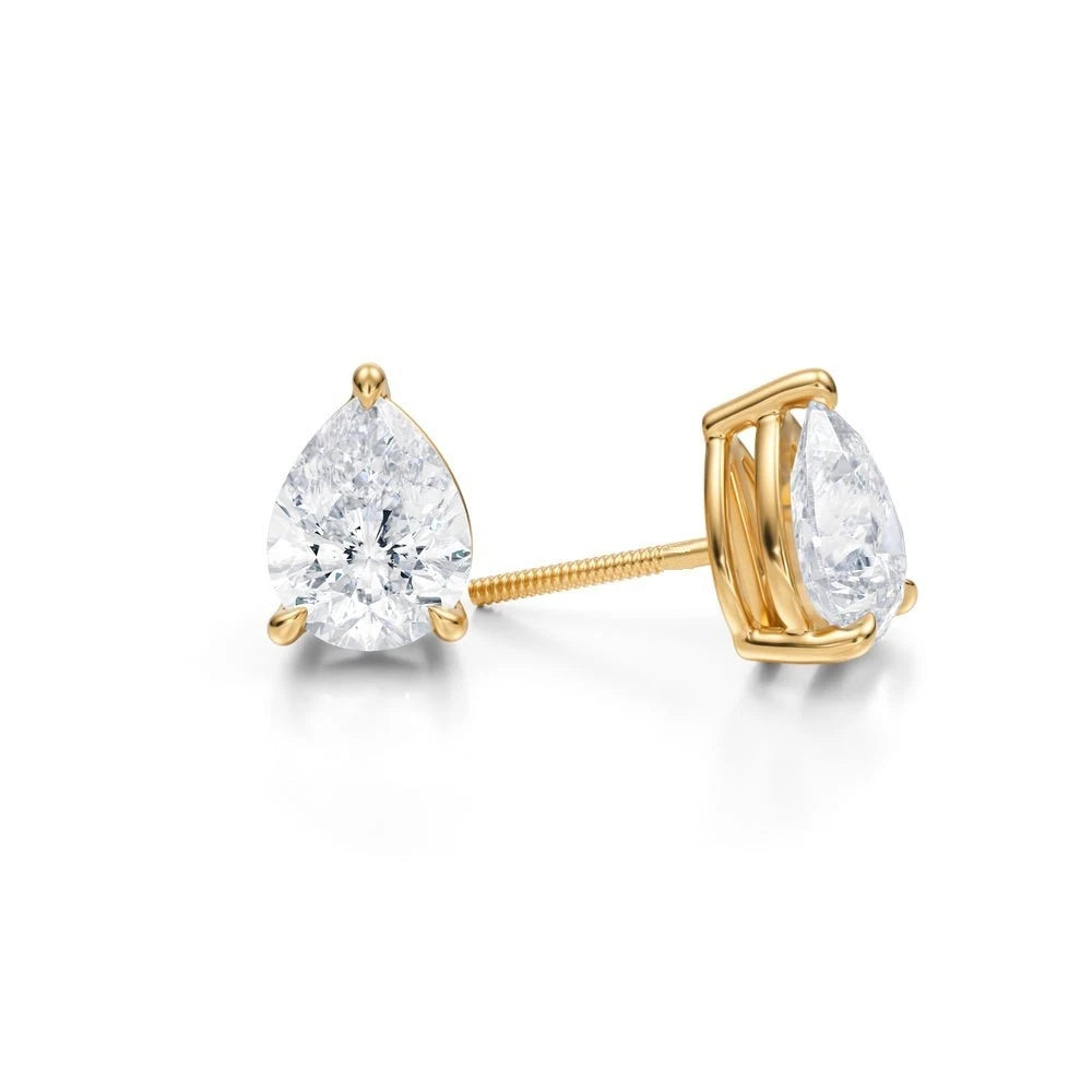 2.00-4.00 Ctw 14k Gold Lab Grown Diamonds Pear Diamond Studs D/E VVS-VS