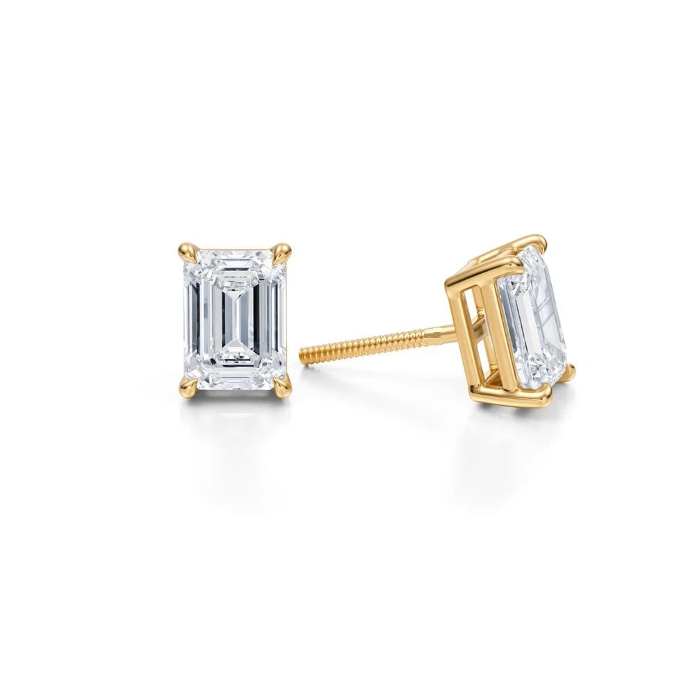 2.00-4.00 Ctw 14k Gold Lab Grown Diamonds Emerald Diamond Studs D/E VVS-VS