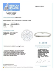 9.11 Ct Genuine Round-Cut Real Diamond Tennis Bracelet 7" Inch 14K White Gold