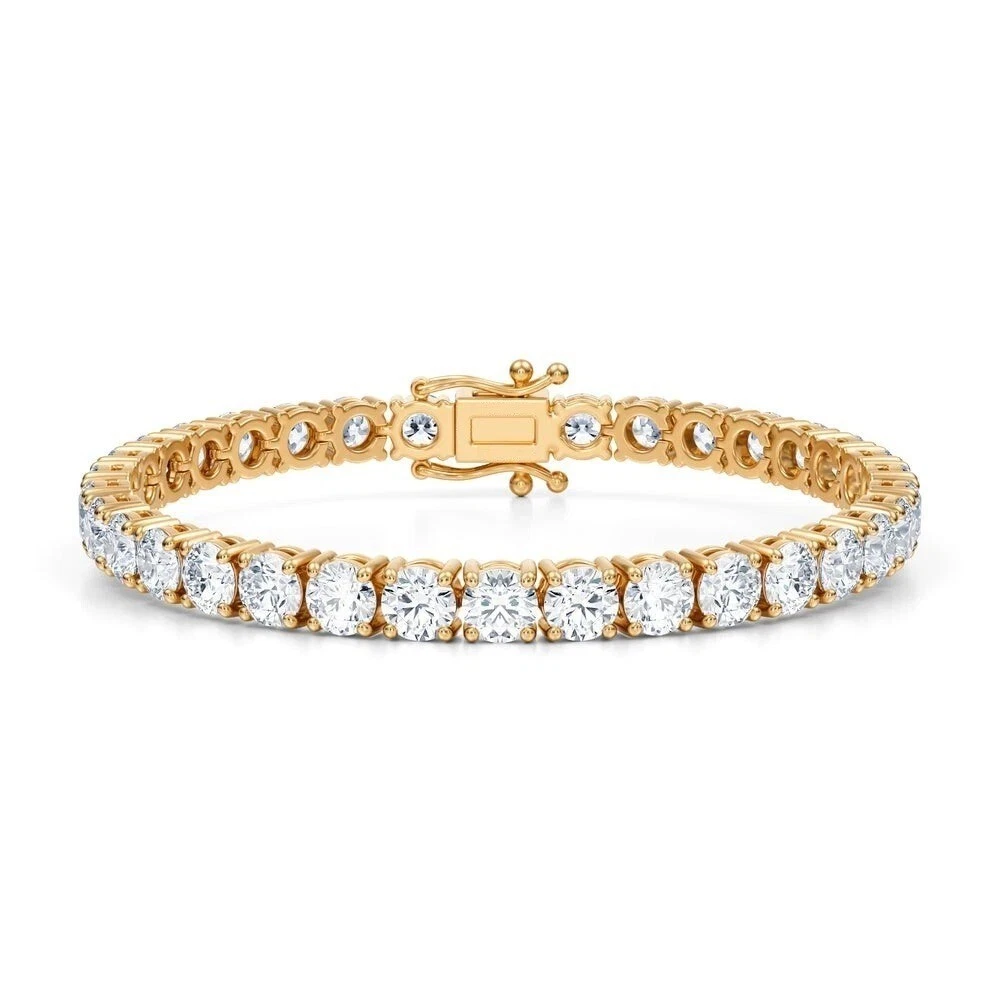 10 CTW Round Lab Grown Diamond 7" Tennis Bracelet 14k Yellow Gold D VS