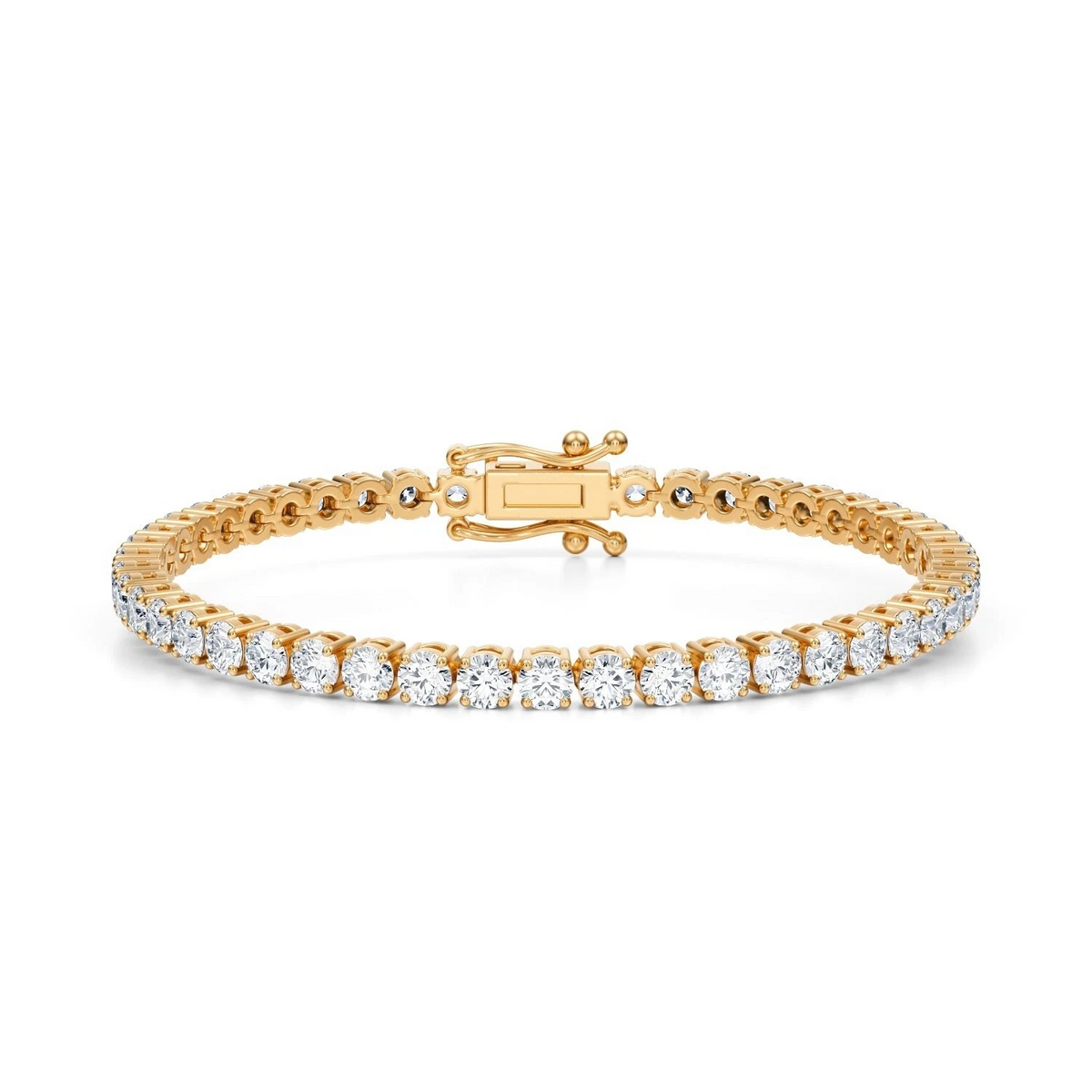 4.20 Carat TW Round Lab Grown Diamond 6" Tennis Bracelet 14k Yellow Gold D VS