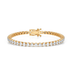 4.20 Carat TW Round Lab Grown Diamond 6" Tennis Bracelet 14k Yellow Gold D VS
