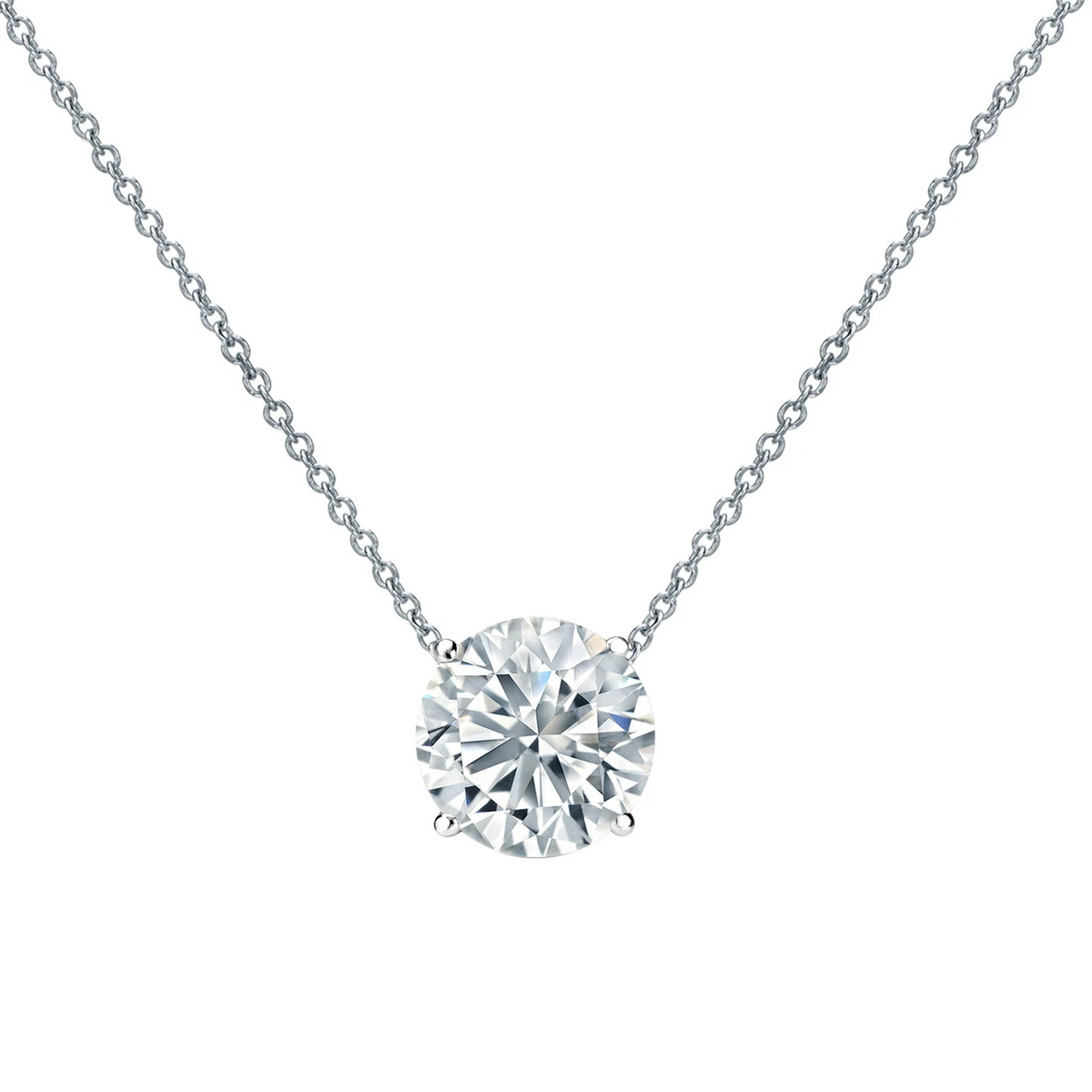 IGI Certified Lab Grown Floating Diamond Pendant Necklace 3.00 Carat 14k E VVS2