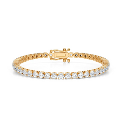 Lab Grown Diamond 14k Yellow Gold D/F VS1 5 Carat Round Tennis Bracelet 7'' Inch
