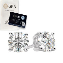 Moissanite Push Back 925 Solitaire Stud Earrings GRA Certified D/VVS1