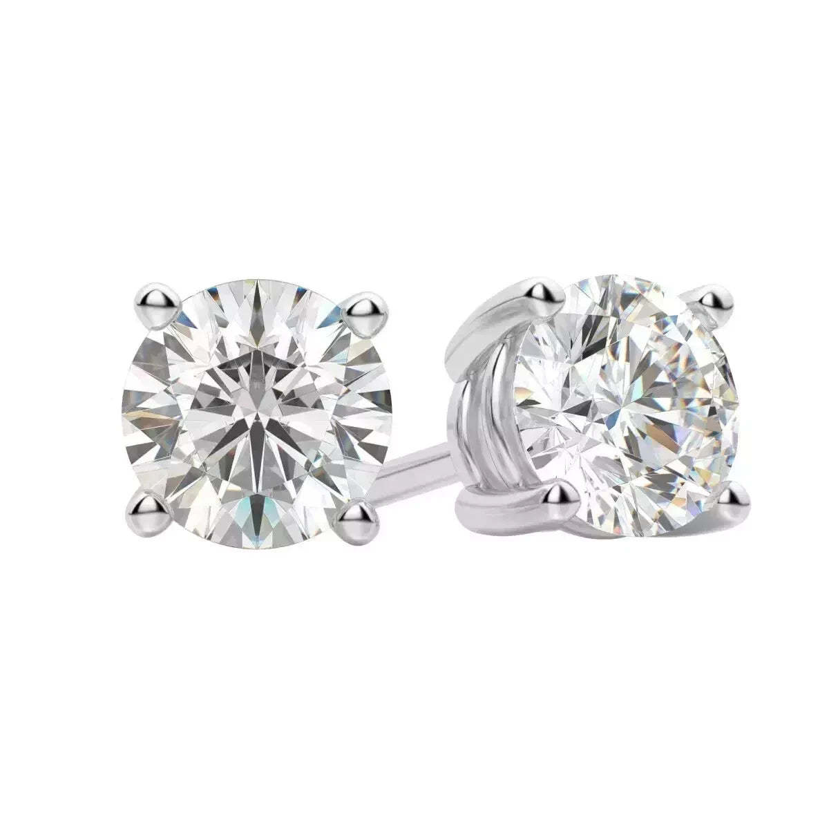 3.06 Ct E VS1 Round Cut Lab Grown Diamond Stud Earrings 14k White Gold IGI
