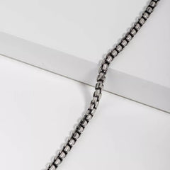 925 Sterling Silver Oxidized 2.6mm Italian Round Box Chain Necklace Italian Made