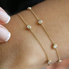 1.25 Carats Diamonds By The Yard Bracelet 14K Yellow Gold Lab Grown Station 7''