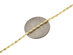 925 Sterling Silver 14k Gold 2mm Rice Typhoon Moon Cut Bead Chain Necklace