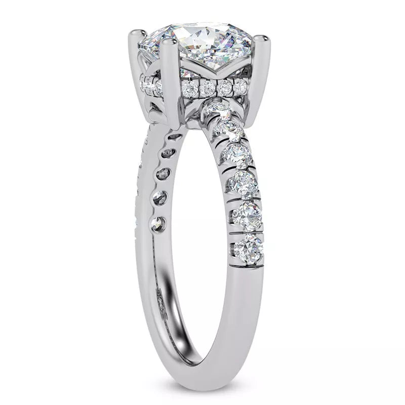 1.75 Ct E VS1 Cushion Cut Halo Lab Grown Diamond Ring IGI Certified 14k Gold