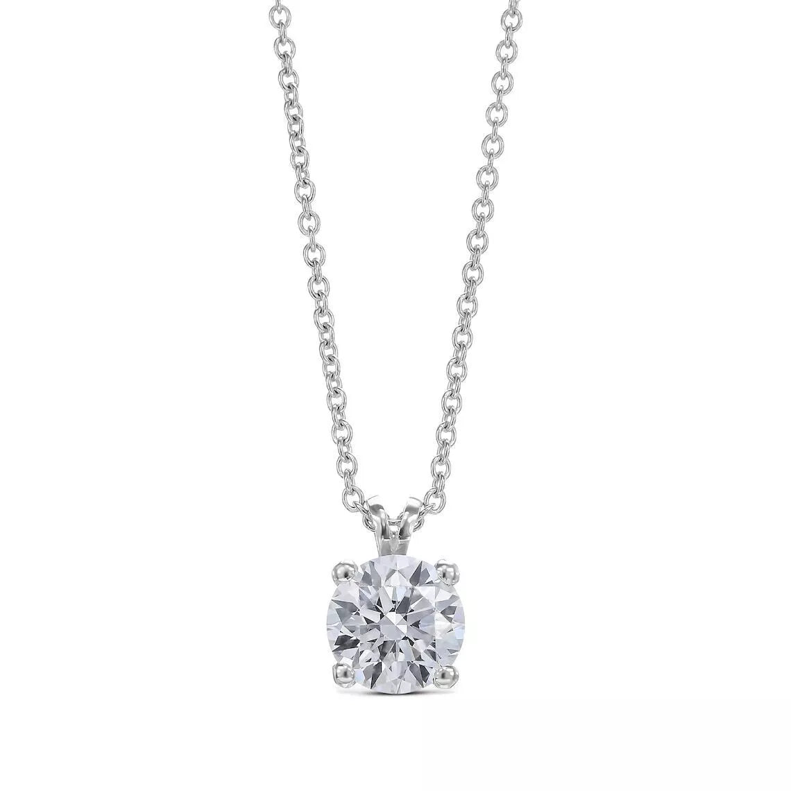IGI Lab Grown Diamond E VS1 3.00 Carat Round Solitaire Pendant Necklace 14K
