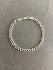 925 Sterling Silver 4MM Double Link Charm Bracelet Chain Men Women 7'' 8'' 9''