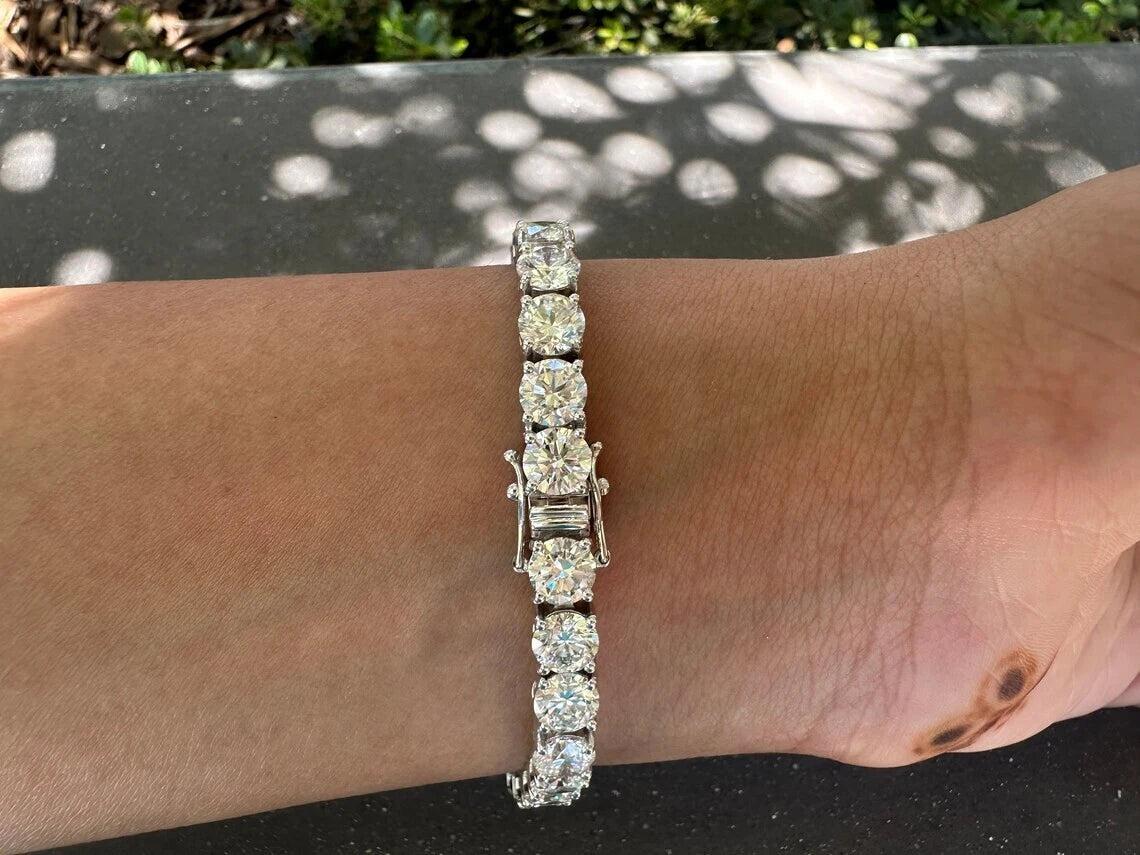 22.50 CTW Round Diamond 7" Tennis Bracelet 14k White Gold Lab Grown D VS