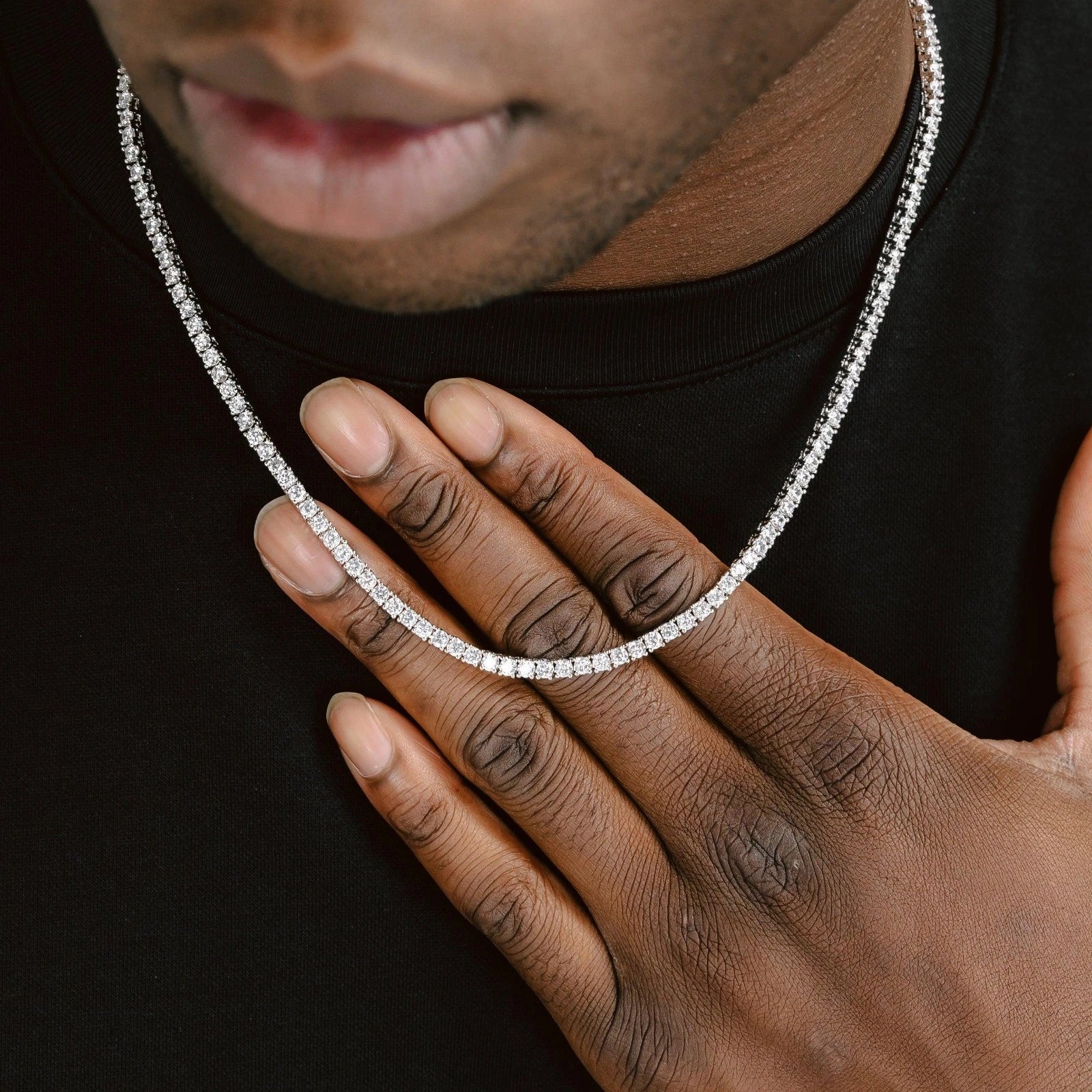 MOISSANITE Tennis Chain Real 925 Silver Necklace 3mm - GRA Certified 16''-24''