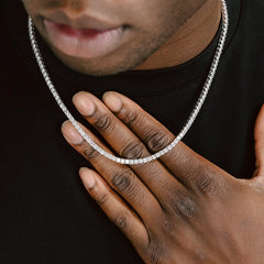 MOISSANITE Tennis Chain Real 925 Silver Necklace 3mm - GRA Certified 16''-24''