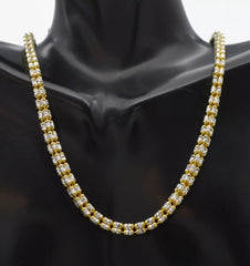 925 Sterling Silver 14K Yellow Gold Plated Ice Chain Made In Italy 4mm All Sizes
