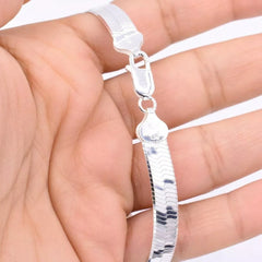 925 Sterling Silver 5.5mm Flexible Herringbone Bracelet, All Sizes, Italy