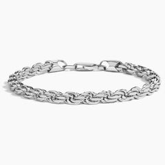 Real Solid 925 Sterling Silver Rope Bracelet 5.50mm Men's Rhodium 8'' Inches