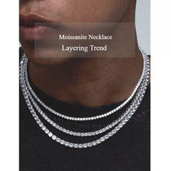 MOISSANITE Tennis Chain Real 925 Silver Necklace 4mm - GRA Certified 16''-24''