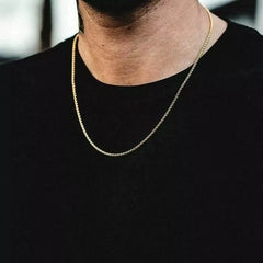 18K Solid Gold Rope Chain Necklace Men 16" 18" 20" 22" 24" 26" 28" 30" Italian