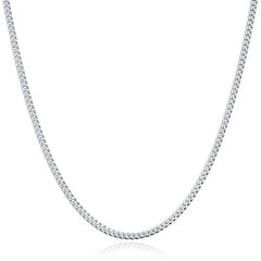 Real 925 Sterling Silver Mens 2.5mm Curb Cuban Chain Necklace - All Sizes